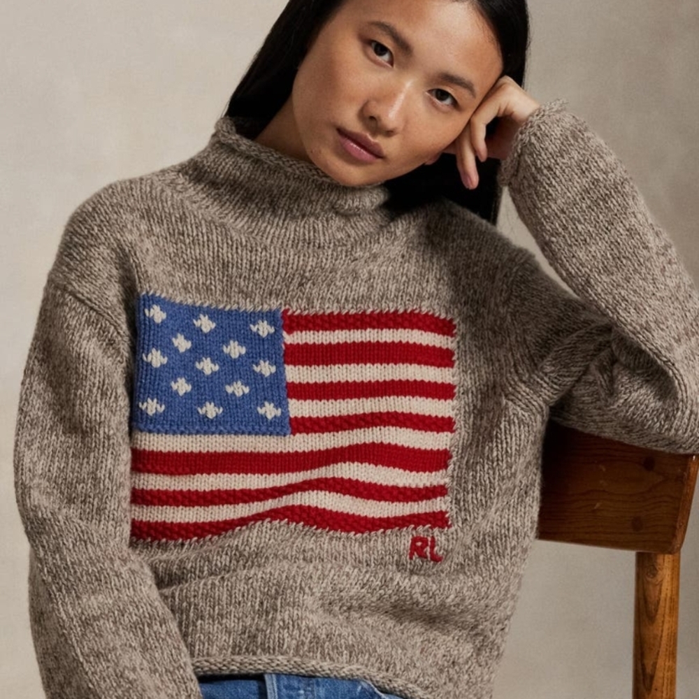 Ralph Lauren Heathered Flag Turtleneck Sweater